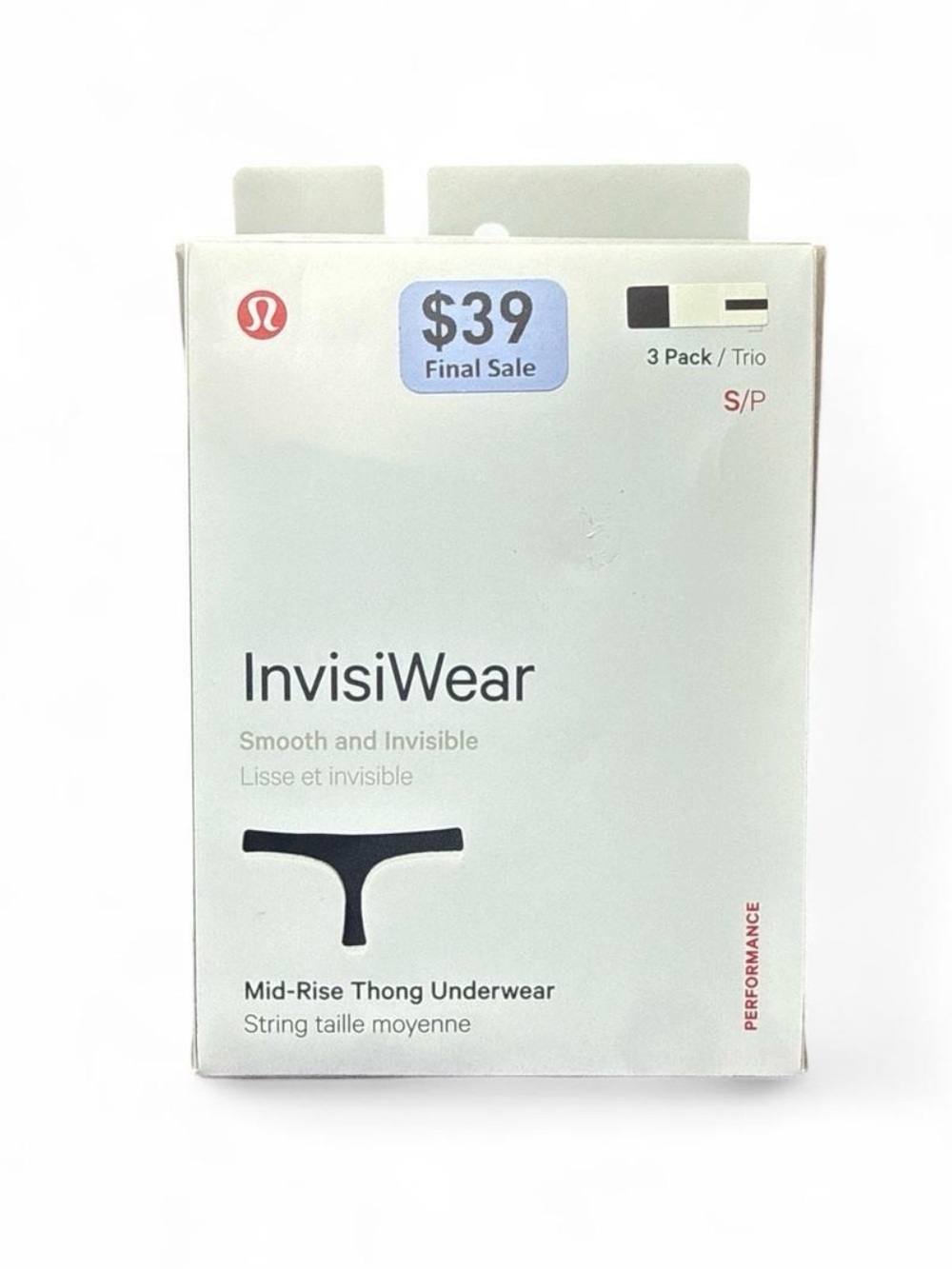 lululemon athletica InvisiWear Mid-Rise Thong 3-Pack – Black/White/Cream